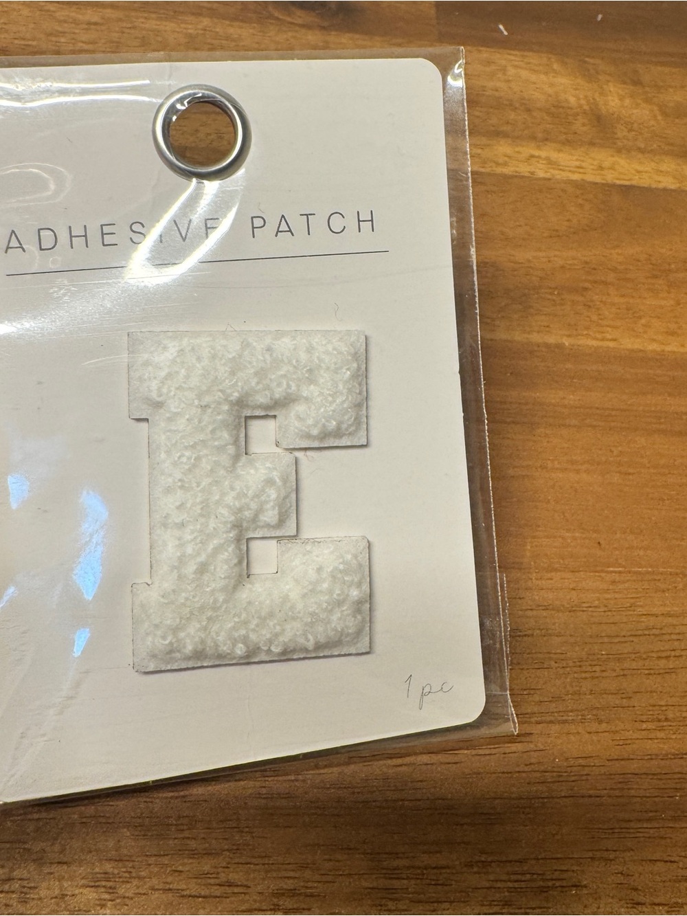 White Fuzzy 'E' Adhesive Patch - Decorative Letter Sticker